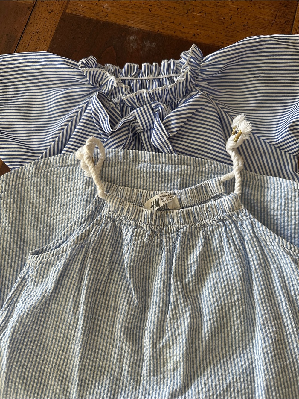 H&M Kids Blue Striped Tank Top and SHEIN short sleeve shirt